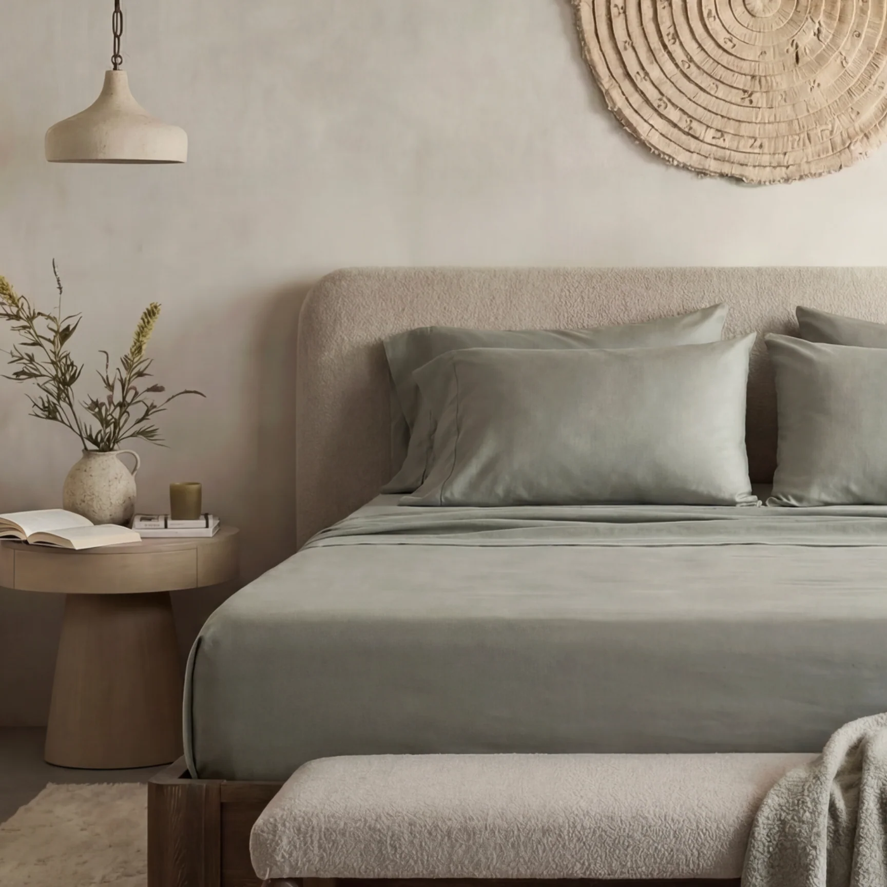 Thermal camera screenshot showing temperature variation across bamboo, eucalyptus, and percale sheet panels after 30 minutes of simulated sleep